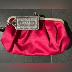 Coach Vintage Kisslock Frame Magenta Hot Pink Satin Silver